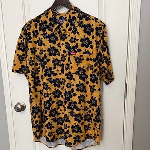 DIXXON Yellow and Black Aloha Series Button Down Shirt